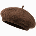 Béret taille unique en maille marron style tricot