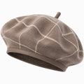 Béret taille unique en textile effet feutré marron à motif quadrillé pour usage quotidien