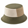 Chapeau bob taille unique en tissu vert kaki et beige avec empiècement tressé style décontracté