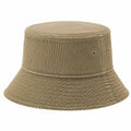 Chapeau bob taille unique en tissu côtelé kaki - bord souple style décontracté
