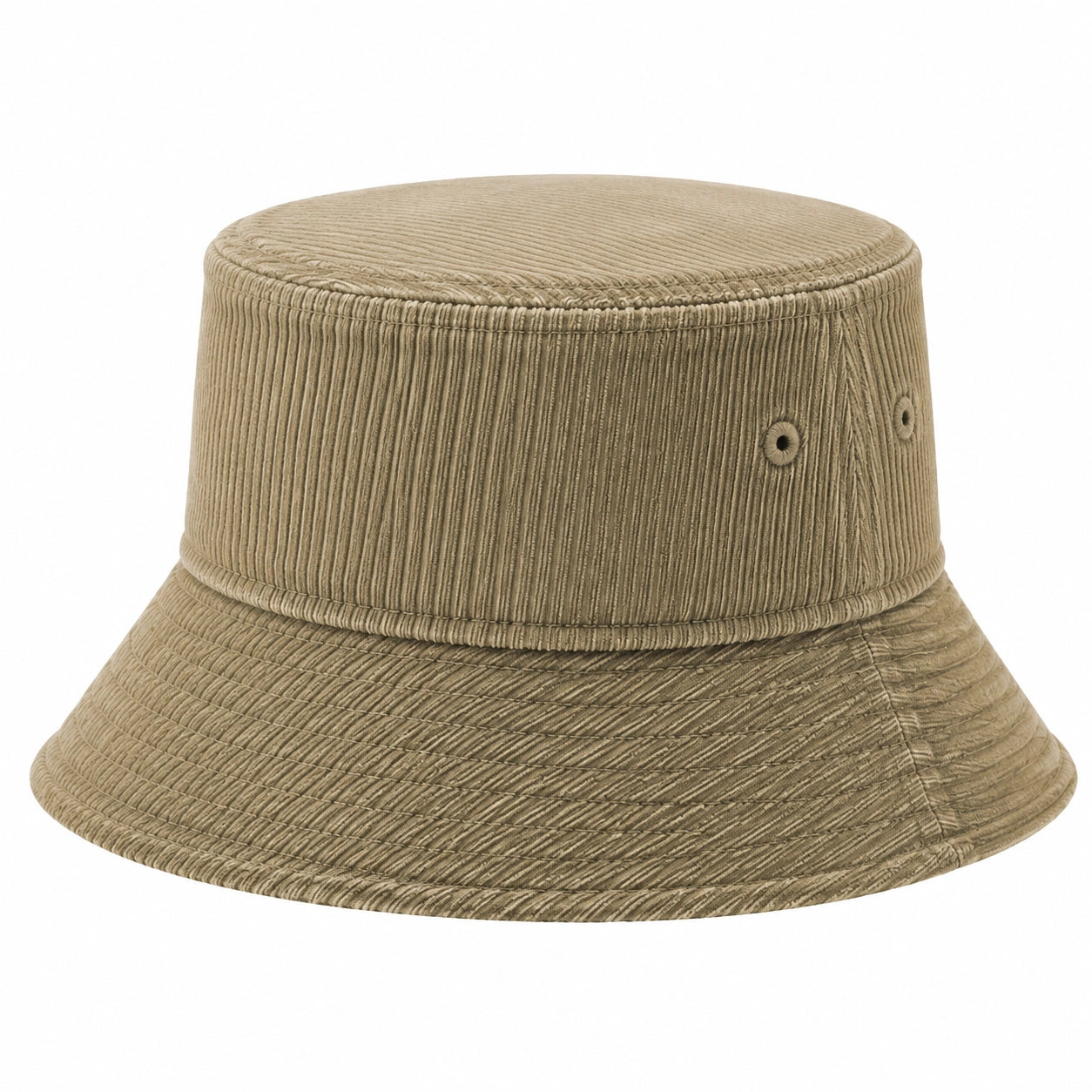 Chapeau bob taille unique en tissu côtelé kaki - bord souple style décontracté
