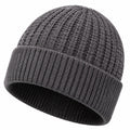 Bonnet taille unique en maille gris foncé à revers pour adulte