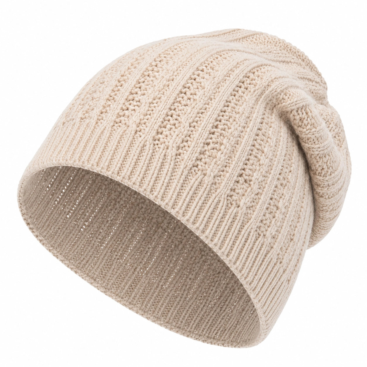Bonnet taille unique en maille écru à motif torsadé style décontracté
