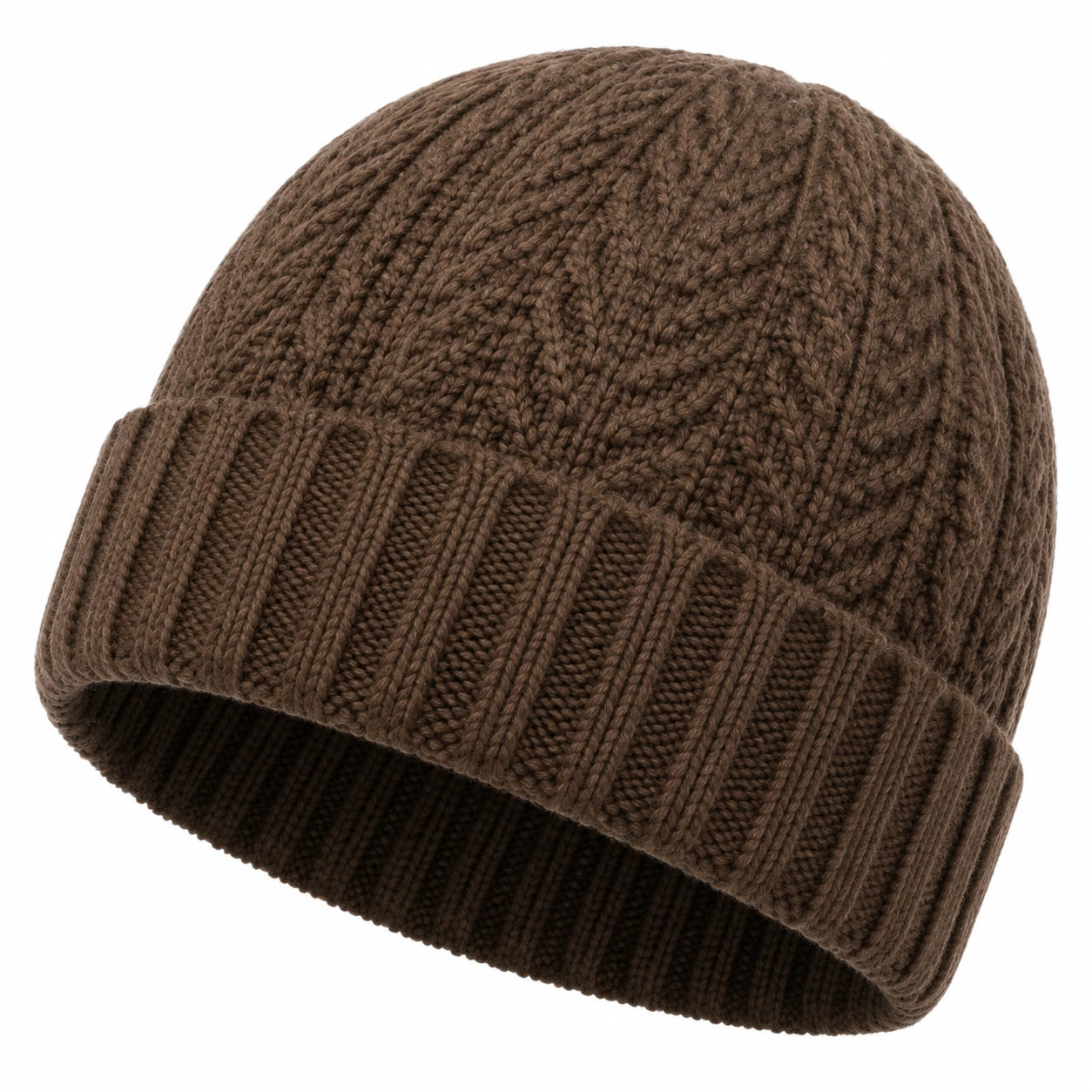 Bonnet tricoté marron taille unique en maille torsadée pour adulte style hiver