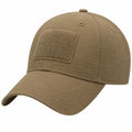 Casquette de baseball taille unique en tissu tissé kaki avec patch autoagrippant style utilitaire