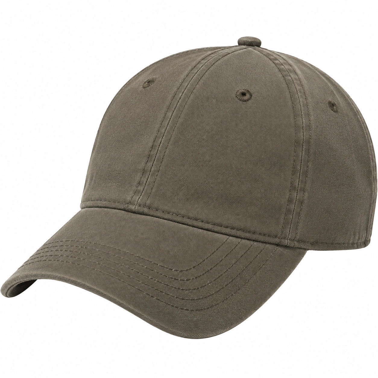 Casquette taille unique en tissu kaki à visière courbée style décontracté