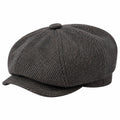 Casquette gavroche taille unique en tissu gris anthracite à chevrons style classique