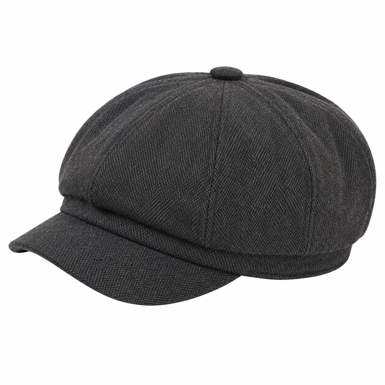 Casquette gavroche taille unique en tissu gris anthracite à visière style rétro