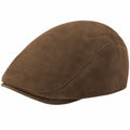 Casquette plate taille unique en tissu aspect suédine marron - style classique