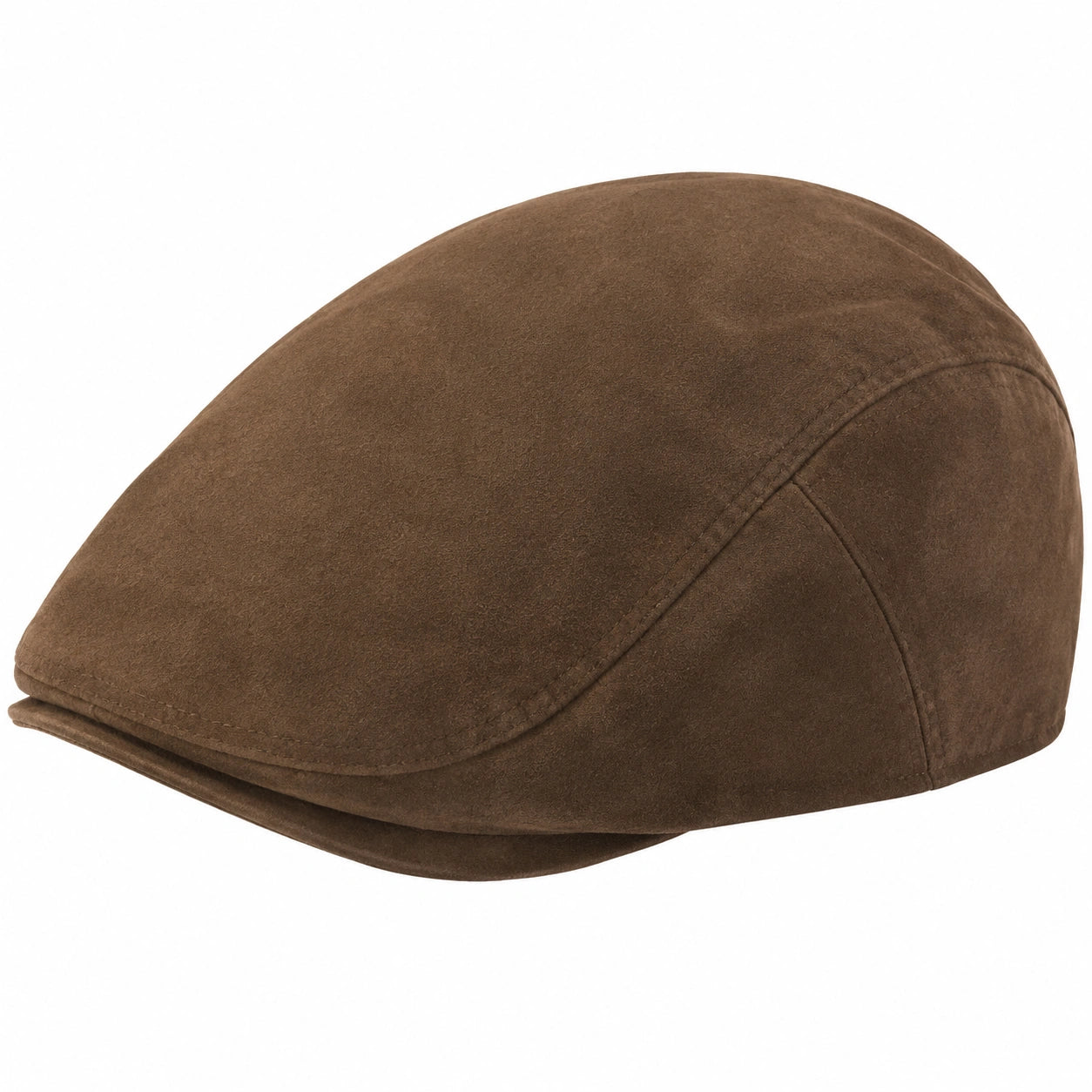 Casquette plate taille unique en tissu aspect suédine marron - style classique
