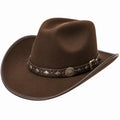 Chapeau cowboy taille unique brun en matière synthétique aspect suédine - style western réglable