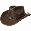 Chapeau cowboy taille unique aspect cuir marron style western