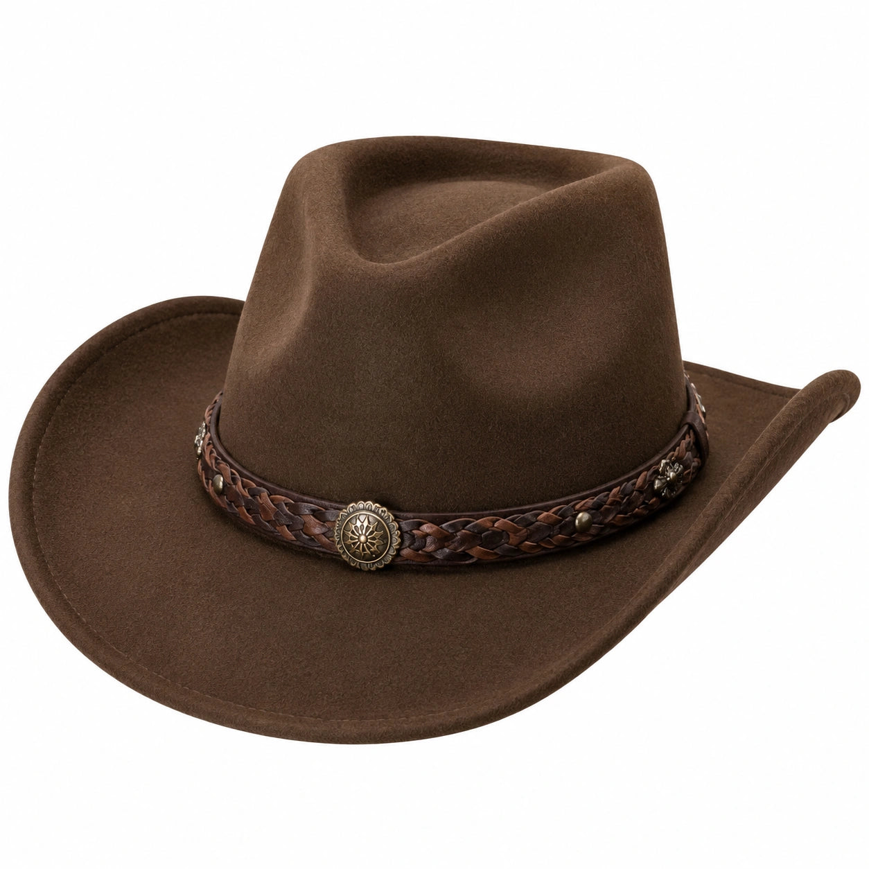 Chapeau cowboy taille unique marron en feutre style western pour adulte