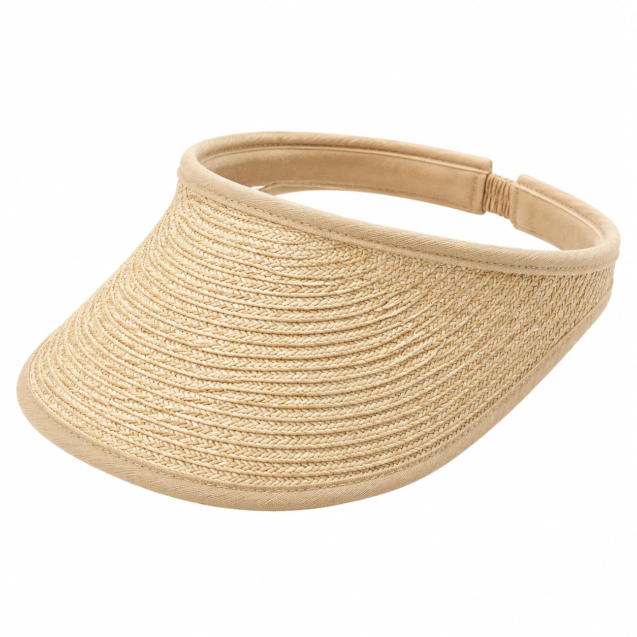 Visière taille unique en fibres tressées beige - protection solaire ajustable