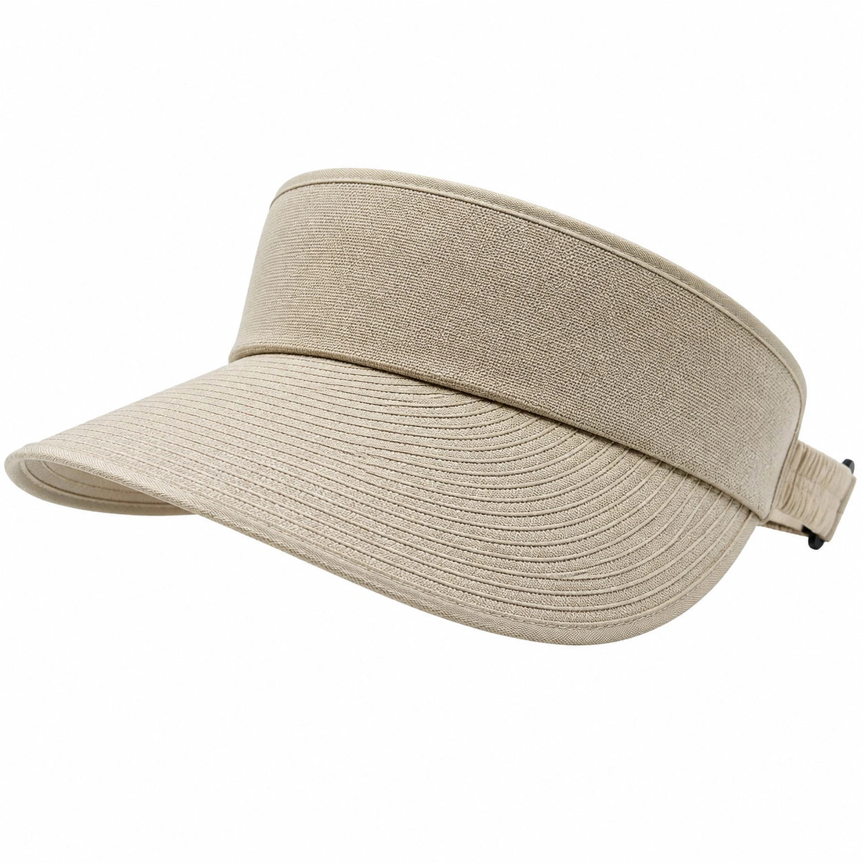 Visière taille unique en tissu tissé beige réglable pour protection solaire