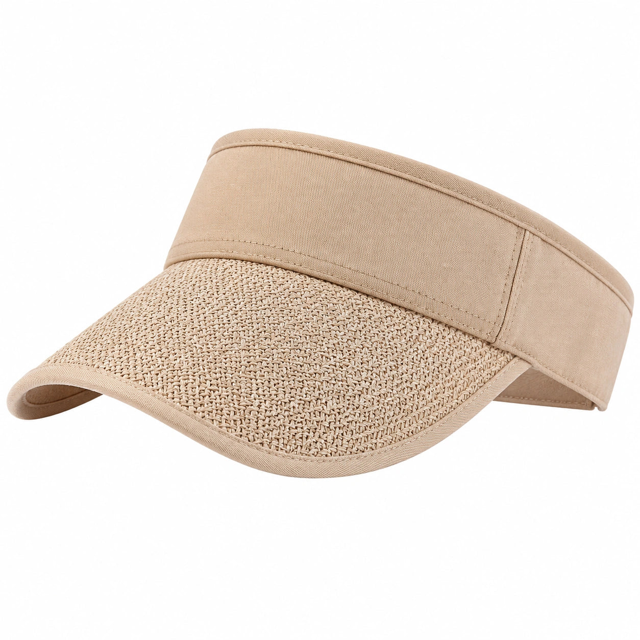 Visière taille unique beige en textile tissé - protection solaire style décontracté